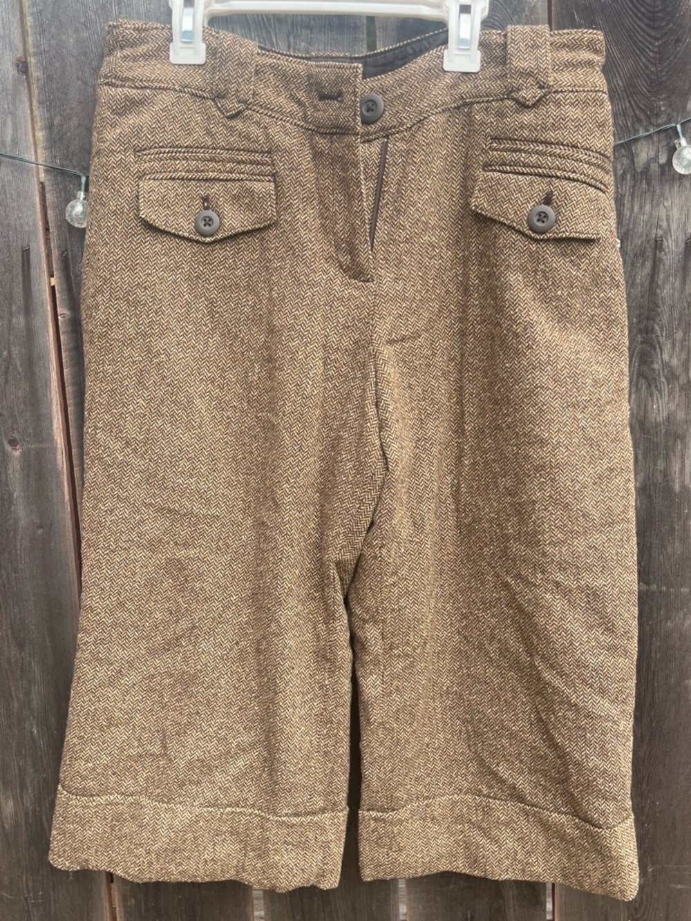 LOFT Brown Herringbone Bermuda Shorts